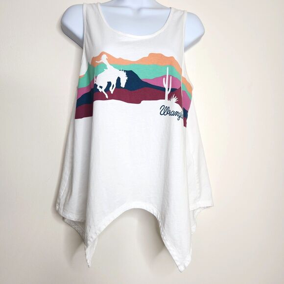Wrangler Women’s Western Desert Graphic Handkerchief Hem Tank Top Size M - Picture 1 of 7